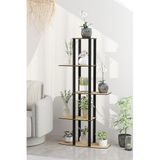 Gardenya Dekoratif Çiçeklik Raf – 60x25x120 cm | MDF Gövde, PVC Kenar, Kolay Kurulum, Demonte Gönderim | Messer Marka E1 Standardı Uyumlu Raf Ünitesi (Meşe)