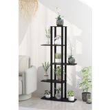Gardenya Dekoratif Çiçeklik Raf – 60x25x120 cm | MDF Gövde, PVC Kenar, Kolay Kurulum, Demonte Gönderim | Messer Marka E1 Standardı Uyumlu Raf Ünitesi (Siyah)