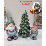 Gardenya Noel ( Yılbaşı ) Biblo 3 ' Lü Set Model 1 (Kardan Adam Hediyeli ) - Renkli