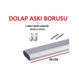 Gardırop Askı Borusu Alüminyum Oval Dolap Borusu 50 Cm