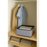 Gardırop ve Dolap İçi Düzenleyici Organizer, Lacivert Çizgili Çok Amaçlı Saklama Kutusu 28x28x13cm