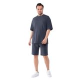 GAREN Erkek Oversize Keten Şort T-Shirt Takım - Pamuklu Kumaş - MM-644-ANTRASİT-S