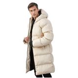 GAREN Erkek Uzun Beyaz Oversize Şişme Mont | Su İtici, Kapüşonlu, Rüzgar Geçirmez-MM-99658-BEYAZ-M