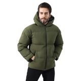 GAREN Kapüşonlu Unisex Yağmur ve Rüzgar Geçirmez Bomber Oversize Mont | Su İtici, Fermuarlı, Astarlı, Lastikli Bel-Zeno-01-HAKİ-M