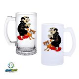 Gargamel Kulplu Bira Bardağı Buzlu Veya Şeffaf Seçenekli 0293