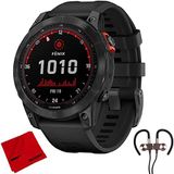 Garmin 010-02-10540 Fenix 7 Solar Smartwatch – Slate Gray İle Black Band Sche İle Deco Gear Manyetik Kablosuz Sport Earbuds Ve Deco Gear 6 X 6 İnç Mikrofiber Temizlik Kumaşı