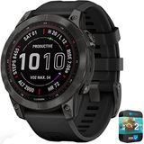 Garmin 010-02-20 Fenix 7 Sapphire Solar Smartwatch Carbon Gray Black Band Sche İle 2 Yr Cps Gelişmiş Koruma Paketi