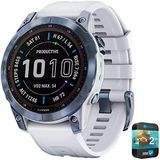 Garmin 010-02-24 Fenix 7 Sapphire Solar Smartwatch Mineral Blue Dlc Titanyum Beyazstone Band Sche İle 2 Yr Cps Geliştirilmiş Koruma Paketi