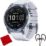 Garmin 010-02-24 Fenix 7 Sapphire Solar Smartwatch, Mineral Blue Dlc Titanyum, Whitestone Band Sche With Deco Gear Manyetik Kablosuz Sport Earbuds And
