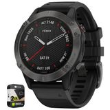 Garmin 010-02158-10 Fenix 6 Sapphire Multisport Gps Smartwatch Carbon Gray Dlc With Black Band Sche With Premium 2 Yr Cps Geliştirilmiş Koruma Paketi