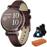 Garmin 010-02208-03 Lily 2 Classic Dark Bronze With Mulberry Deri Band Smartwatch | Resmi Abd Ortak Modeli | Spor Havlusu + Deco Essentials Commuter Front & Arka Güvenlik Işık