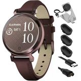Garmin 010-02208-03 Lily 2 Classic Dark Bronze With Mulberry Deri Band Smartwatch Sche With Deco Essentials Şarj Dock, Silikon Dust Cover 3 Pack And Usb Type C Şarj Ve Sen Cable
