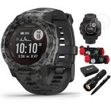 Garmin 010-02293-15 Instinct Solar Rugged Open Watch Camo Edition Graphite Camo Sche With Ekran Koruyucu 2Pack, 2Pack Emergency Shoes With Sos Light Bıçağı And Flashlight And Taktik Pen