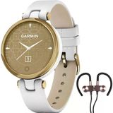 Garmin 010-02384-A3 Lily Classic Edition, Light Gold Bezel With White Case & Italian Deri Band Watch Sche With Deco Gear Manyetik Kablosuz Sport Earbuds