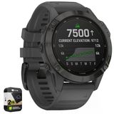Garmin 010-02410-10 Fenix 6 Pro Solar Multisport Gps Smartwatch Black İle Slate Gray Band Sche İle Premium 2 Yr Cps Geliştirilmiş Koruma Paketi