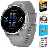 Garmin 010-02496-00 Venu 2 Plus Gps Smartwatch, Silver Paslanmaz Bezel İle Toz Gray Silikon Bantı İle Premium 2 Yr Cps Koruma Paketi Ve Tech Smart Usa Fitness & Wellness Suite