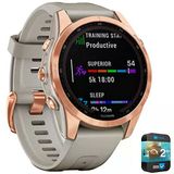 Garmin 010-02539-10 Fenix 7S Solar Smartwatch Rose Gold With Light Sand Band Sche With 2 Yr Cps Geliştirilmiş Koruma Paketi