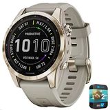 Garmin 010-02539-20 Fenix 7S Sapphire Solar Smartwatch Cream Gold Titanyum With Light Sand Band Sche With 2 Yr Cps Geliştirilmiş Koruma Paketi