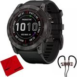 Garmin 010-02539-24 Fenix 7S Sapphire Solar Smartwatch - Karbon Gray Siyah Band Sche İle Deco Gear Manyetik Kablosuz Sport Earbuds Ve Deco Gear Microfiber Temizlik Kumaşı
