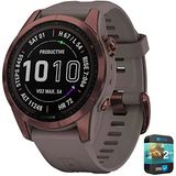 Garmin 010-02539-28 Fenix 7S Sapphire Solar Smartwatch Dark Bronz Titanyum İle Shale Gray Band Sche İle 2 Yr Cps Geliştirilmiş Koruma Paketi