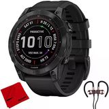 Garmin 010-02540-34 Fenix 7 Sapphire Solar Smartwatch - Black Dlc Titanyum, Deco Gear Manyetik Kablosuz Sport Earbuds Ve Deco Gear Microfiber Temizlik Kumaşı