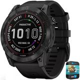 Garmin 010-02541-22 Fenix 7X Sapphire Solar Smartwatch Black Dlc Black Band Sche İle 2 Yr Cps Gelişmiş Koruma Paketi