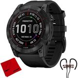 Garmin 010-02541-22 Fenix 7X Sapphire Solar Smartwatch - Black Dlc Titanyum, Black Band | Resmi Abd Ortak Modeli | Sche With Deco Gear Wireless Sport Earbuds + Deco Gear Temizlik Kumaş Kumaşı