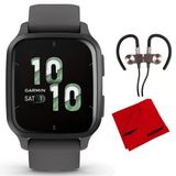 Garmin 010-02701-00 Venu Sq 2 Gps Smartwatch Slate Bezel With Shadow Gray Case And Silikon Band Sche With Deco Gear Manyetik Kablosuz Sport Earbuds Gunmetal And Microfiber Temizlik Kumaş Kumaşı