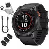 Garmin 010-02778-00 Fenix 7X Pro Solar, Glass, Slate Gray Steel, Black Sche With Deco Essentials Şarj Dock, 3X Silikon Toz Kapak Ve Usb Type C Şarj Ve You Cable