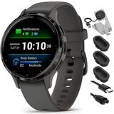 Garmin 010-02785-00 Venu 3S Health Fitness Gps Smartwatch Steel Bezel With Pebble Gray Case 41Mm Sche With Şarj Dock, Silikon Cover 3 Pack And Usb Type C Şarj Ve Sen Cable