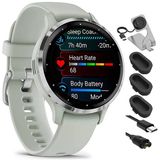 Garmin 010-02785-01 Venu 3S Health Fitness Gps Smartwatch Steel Bezel With Sage Gray Case 41Mm Sche With Şarj Dock, Silikon Cover 3 Pack And Usb Type C Şarj Ve You Cable