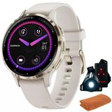 Garmin 010-02785-04 Venu 3S Health Fitness Gps Smartwatch Gold Steel Bezel With Ivory Case (41Mm) | Resmi Abd Ortak Modeli | Sche With Havlu, Deco Essentials Commuter Front, Arka Güvenlik Işık