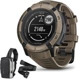 Garmin 010-02805-12 Instinct 2X Solar Rugged Gps Smartwatch Taktik Baskı Coyote Tan Sche With Garmin Heart Rate Monitor M-Xl Ve Deco Essentials Sling Backpack Usb Şarj Su Yalıtım Suları