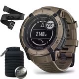 Garmin 010-02805-12 Instinct 2X Solar Rugged Gps Smartwatch Taktik Baskı Coyote Tan Sche With Garmin Heart Rate Monitor True Heart Rate & Hrv Data Fa-S And Collapsable Water Şişe