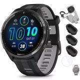 Garmin 010-02809-00 Forerunner 965 Smartwatch Black And Toz Gray Sche With Deco Essentials Şarj Dock, Silikon Dust Cover 3 Pack Ve 1.4 İnç Ekran Koruyucu