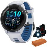 Garmin 010-02810-01 Forerunner 265 Gps Smartwatch, Whitestone/Tidal Blue | Resmi Abd Ortak Modeli | Spor Havlusu + Deco Essentials Wearable Commuter Front & Arka Güvenlik Işık Işık Işık Işık Işık