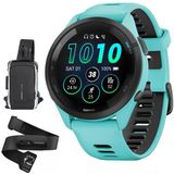 Garmin 010-02810-02 Forerunner 265 Gps Smartwatch, Aqua/Black Sche With Hrm 200 Heart Rate Monitor Doğru Kalp Oranı & Hrv Data Lavabolanabilir (Xs-S) & Deco Essentials Sling Backpack