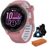 Garmin 010-02810-05 Forerunner 265S Gps Smartwatch, Light Pink/Whitestone | Resmi Abd Ortak Modeli | Spor Havlusu + Deco Essentials Wearable Commuter Front & Arka Safety Light