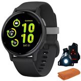 Garmin 010-02862-10Aktif 5 Fitness Smartwatch, Black Sche With Workout Soğutma Sport Havlu Ve Deco Essentials Wearable Commuter Front Ve Arka Güvenl
