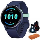 Garmin 010-02862-12Aktif 5 Fitness Smartwatch, Donanma | Resmi Abd Ortak Modeli | İşout Soğutma Spor Havlusu Ve Deco Essentials Wearable Commuter A