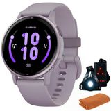 Garmin 010-02862-13Aktif 5 Fitness Smartwatch, Orchid | Resmi Abd Ortak Modeli | İşout Soğutma Spor Havlusu Ve Deco Essentials Wearable Commuter And Front Safety Light Light