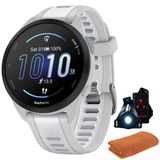 Garmin 010-02863-21 Forerunner 165 Smart Sport Watch, Mist Gray + Whitestone | Resmi Abd Ortak Modeli | Spor Havlusu + Deco Essentials Wearable Commut