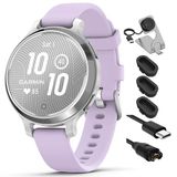 Garmin 010-02891-01 Lily 2 Active Smartwatch Silver With Mor Jasmine Silikon Bant Sche With Deco Essentials Şarj Dock, Silikon Dust Cover 3 Pack And Usb Type C Şarj Ve Sen Kablo