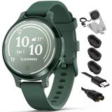 Garmin 010-02891-02 Lily 2 Active Smartwatch Jasper Green İle Jasper Green Silikon Bantı, Deco Essentials Şarj Dock, Silikon Dust Cover 3 Pack Ve Usb Type C Şarj Ve Syn Cable