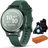 Garmin 010-02891-02 Lily 2 Active Smartwatch Jasper Green İle Jasper Green Silikon Bantları İşout Soğutma Spor Havlusu Ve Deco Essentials Wearable Commuter Front Ve Arka Güvenlik Işık Işık Işıkları