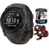 Garmin 010-02933-00 Instinct E 45Mm Rugged Açık Gps Smartwatch 7/24 Sağlık İzleme (Charcoal) Sche İle 2 Yıl Cps Koruma Paketi + Deco Essentials 2Pack Taktik Acil Ayakkabı W/Sos Led