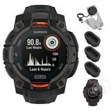 Garmin 010-02934-00 Instinct 3-45 Mm Açık Gps Smartwatch Solar Black Band Sche İle Deco Essentials Şarj Dock, Silikon Dust Cover 3 Pack Ve 2Pack Ekran Koruyucu
