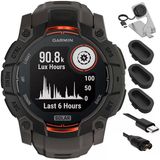 Garmin 010-02935-00 Instinct 3-50 Mm Açık Gps Smartwatch Solar Black With Charcoal Band Sche With Şarj Dock, Dust Cover For Watch 3 Pack And Usb Ty