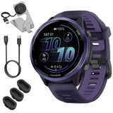 Garmin 010-02971-02 Forerunner 570-47Mm Gps Smartwatch, Alüminyum Ve Mor / Indigo Band Sche With Deco Essentials Şarj Dock, 3X Silikon Toz Kapak Ve Usb Type C Şarj Ve Sen Kablo