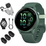 Garmin 010-02985-02 Vıvoactıve 6 Health & Fitness Gps Smartwatch, Jasper Green With Silikon Band Sche With Şarj Dock, Usb Type C Şarj, Silikon Dust Covers & 2Pack Ekran Koruyucu